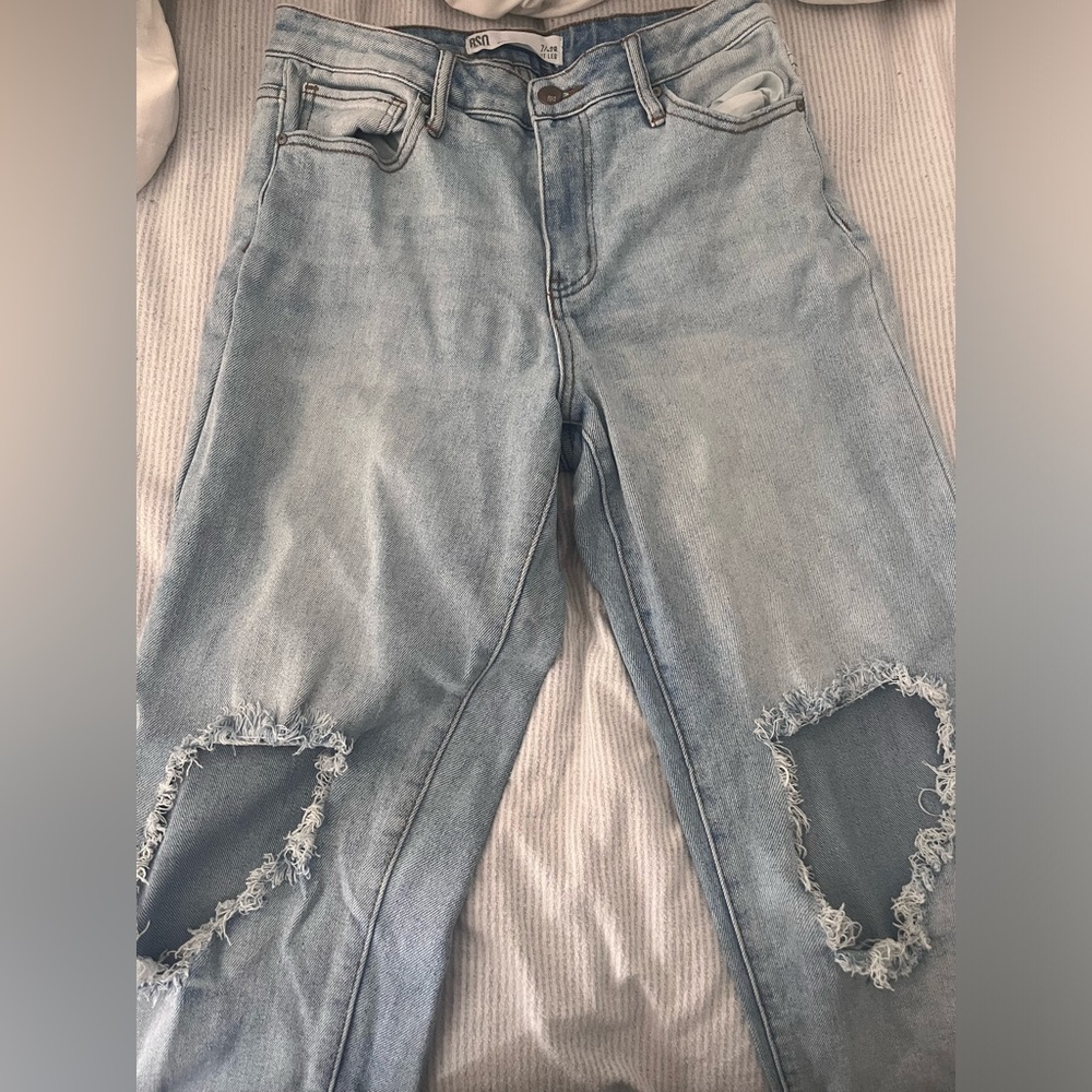 High Rise Straight Leg Ripped Jeans - Picture 2 of 4